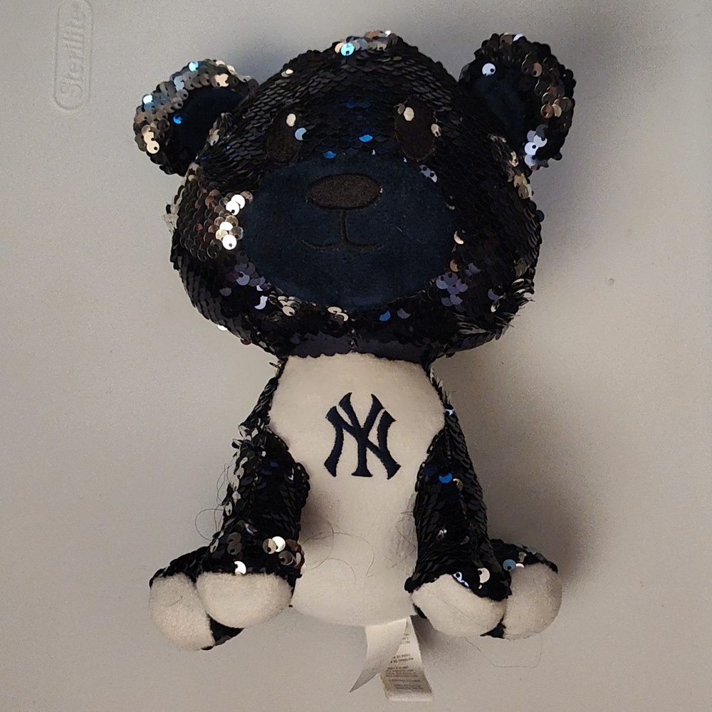 Yankees Collectible Sequin Bear Plush - Navy Blue and White